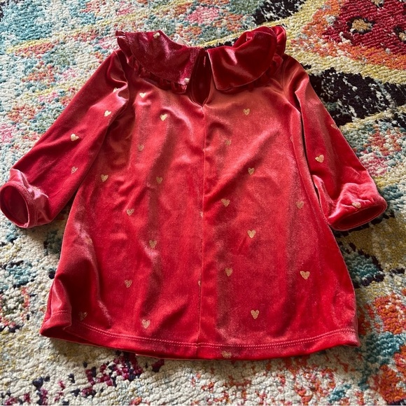 H&M Collared Velour Dress red hearts size 18M - Picture 3 of 4